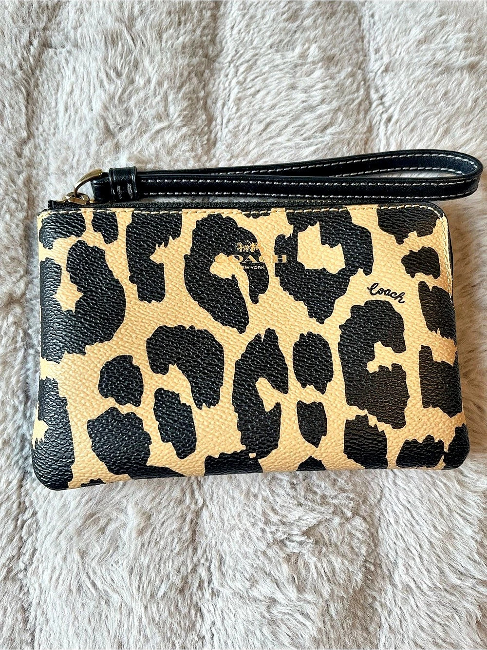 Coach Leopard Print Wristlet in Brown & Black